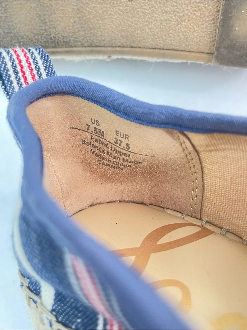 Sam Edelman Carrin Espadrille Platform Shoes Denim Striped Women 7.5 Slip On